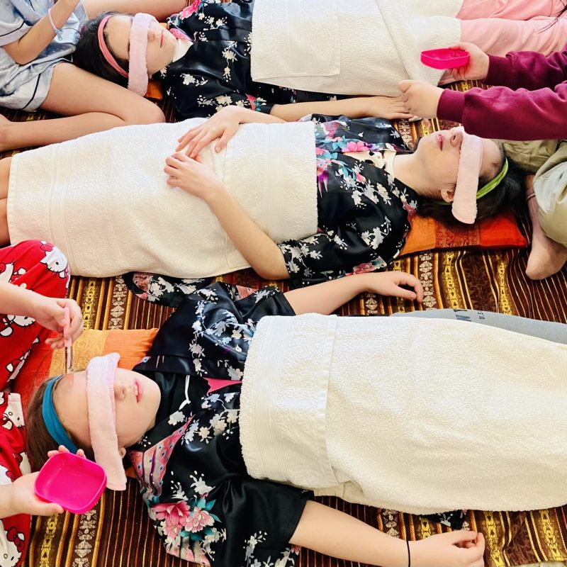 Relaxing at the girls pamper party