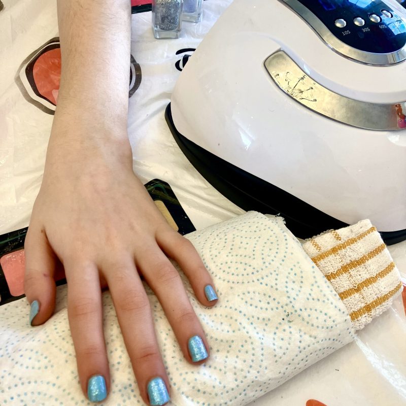 painted nails at the girls spa party